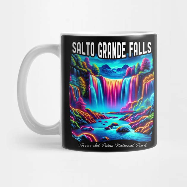 Chilean Torres Del Paine Salto Grande Falls Neon Glow by Sambastyles